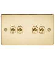 Knightsbridge Flat Plate 10AX 4G 2-way Toggle Switch (Polished Brass)